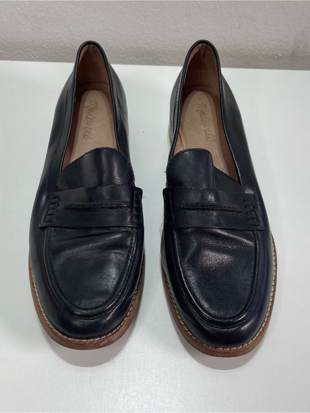 Madewell Leather Shoes Womens 9.5 Penny Loafer Black Academia Classic - Picture 2 of 7